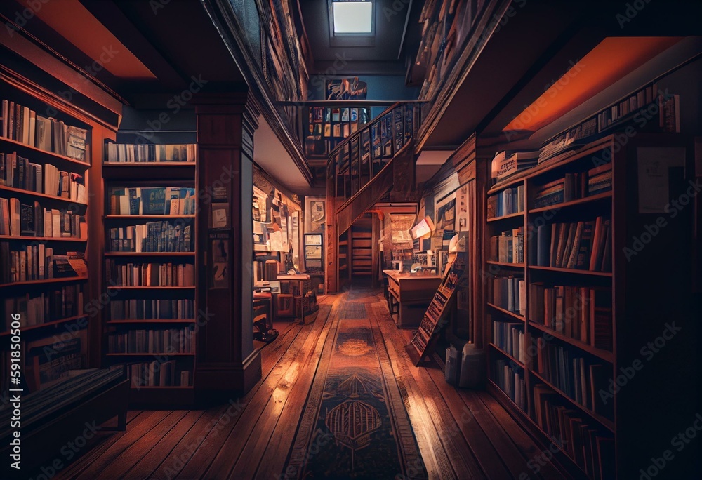 Book Store Indicates Fiction And Education Retail. Generative AI