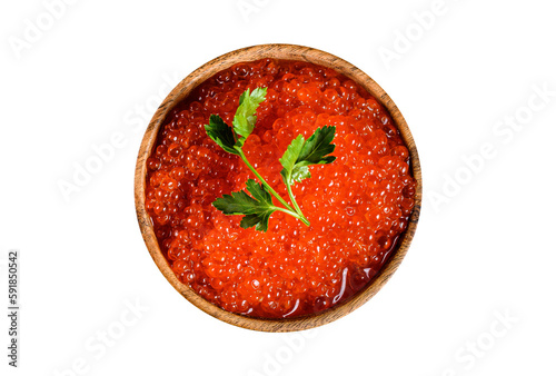 Sandwiches with salmon red caviar. Isolated, transparent background