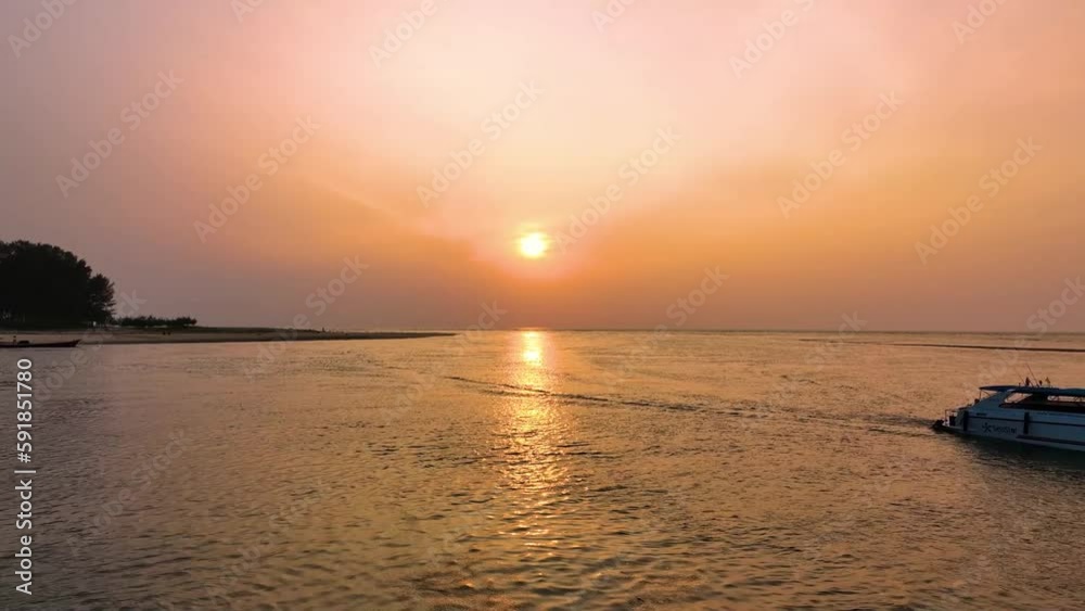 Landscape with sunset sky over ocean sea as water wave in the island as dawn sky scene Landscape with sunset sky over ocean sea as water wave in the island as dawn sky scene