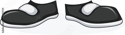 black and white shoes, pairs of shoes, boots, usable, masks, used for drawing cartoon child book stories