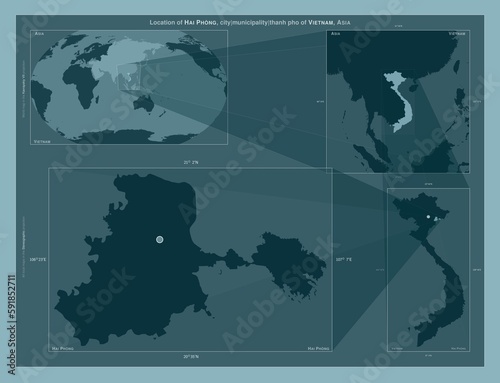 Obraz na płótnie Hai Phong, Vietnam. Described location diagram w salonie