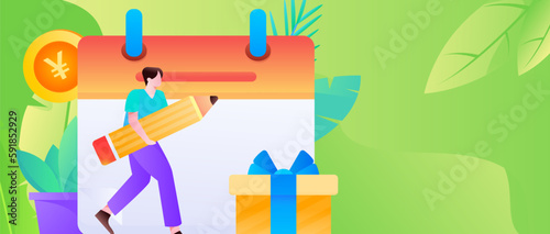 Sign in people flat vector concept operation hand drawn illustration
