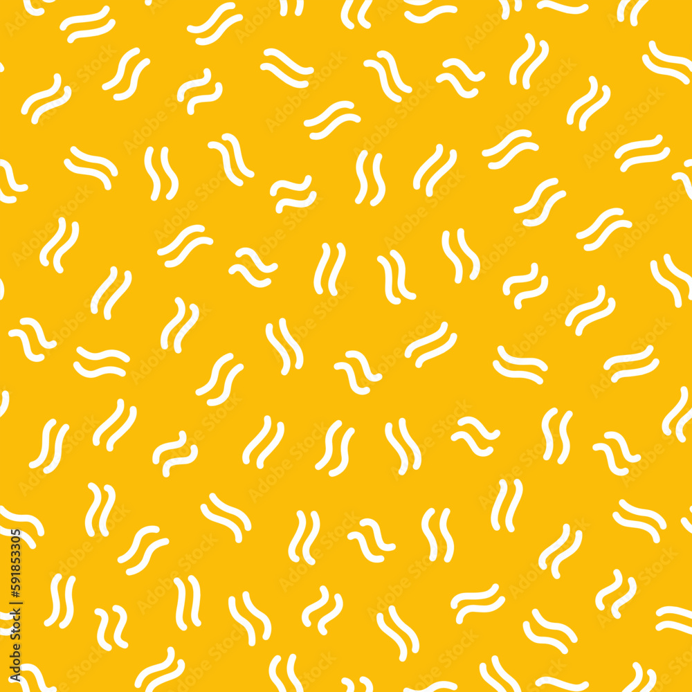 Yellow seamless pattern with white tiny wavy lines