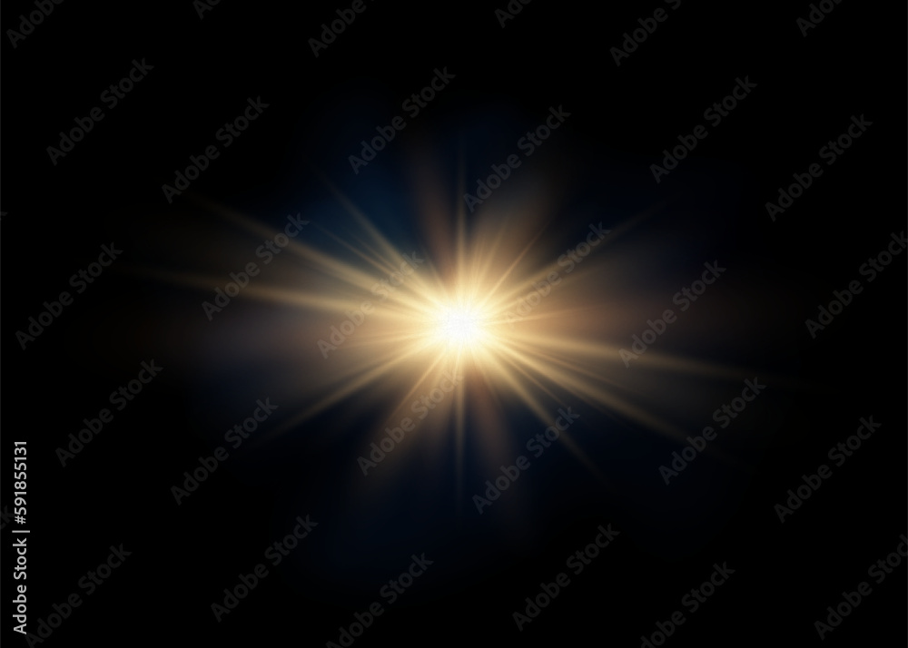 Lens flare vector illustration. Glowing spark light effect isolated.