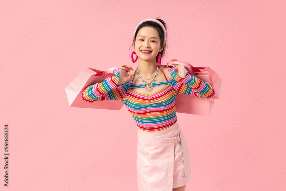 Stylish and beautiful young girl shopping Stylish and beautiful young girl shopping
