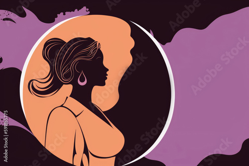 women s day celebration banner. illustration of women from the side surrounded by leaves and flowers