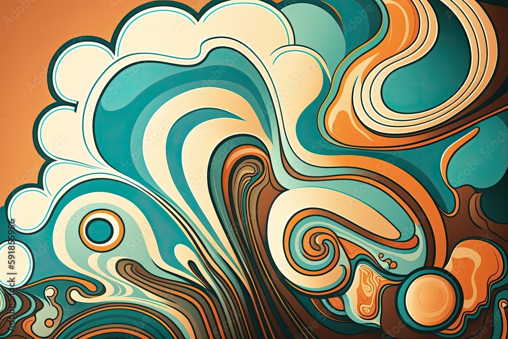 swirling abstract design on a warm brown background. Generative AI