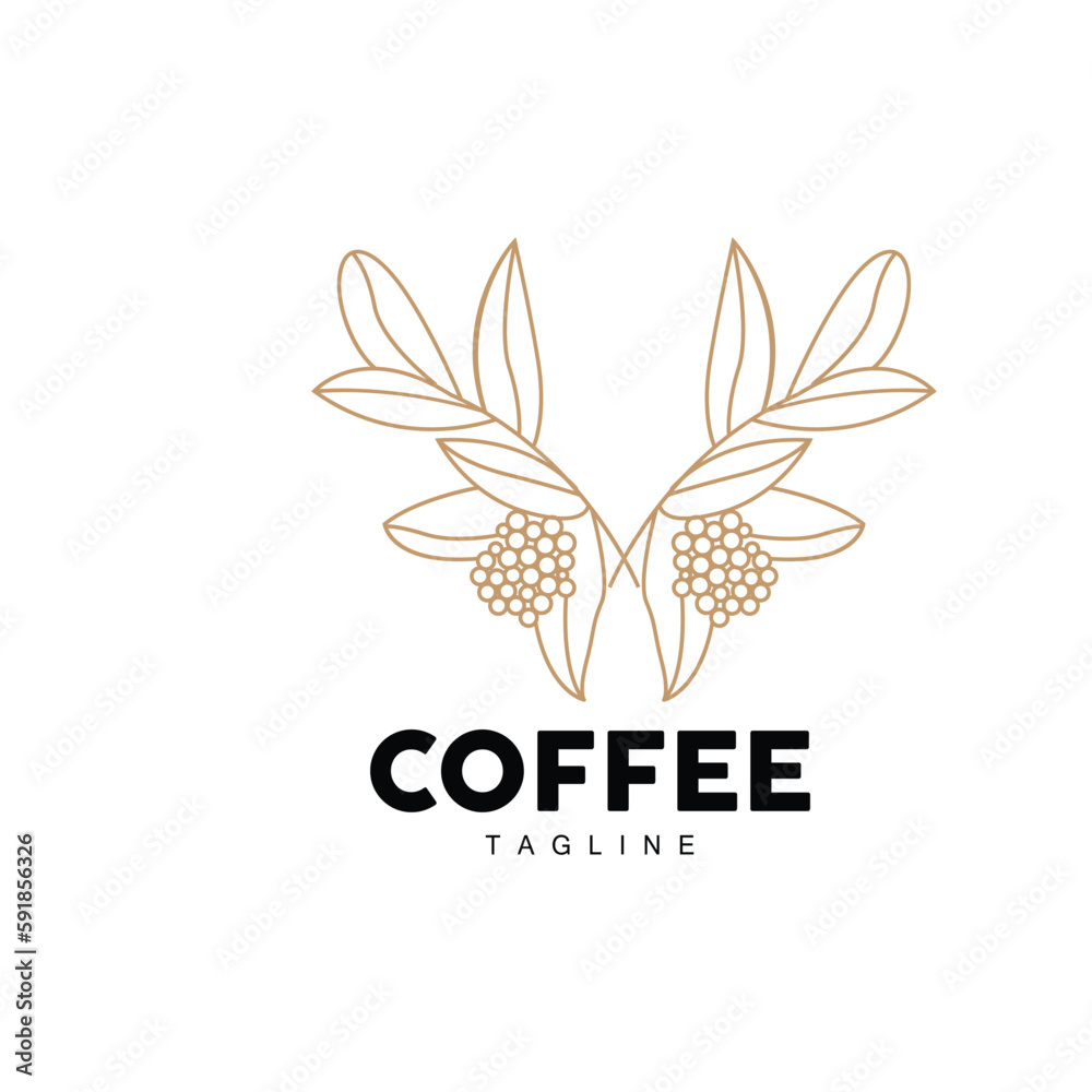 Obraz premium Coffee Logo, Coffee Tree Design, Cafe Drink Vector, Icon Brand Illustration Symbol