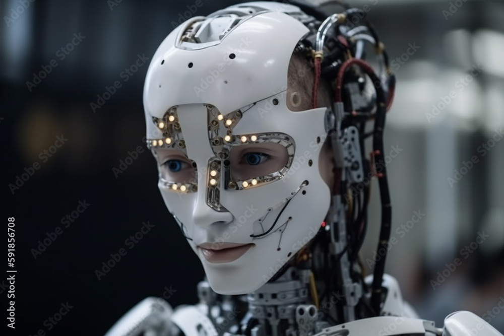young adult or teenager, robot humanoid android with artificial intelligence. Generative AI young adult or teenager, robot humanoid android with artificial intelligence. Generative AI