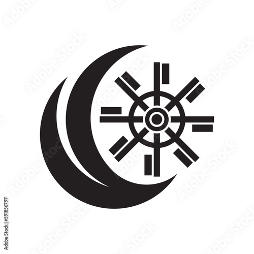 Waterwheel icon logo illustration design template.