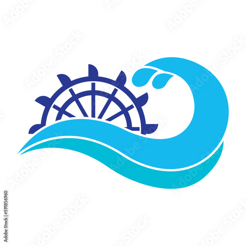 Waterwheel icon,logo illustration design template.