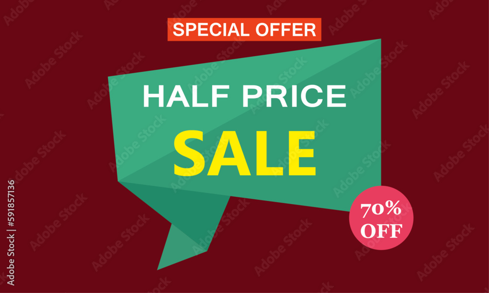 Half price sale banner