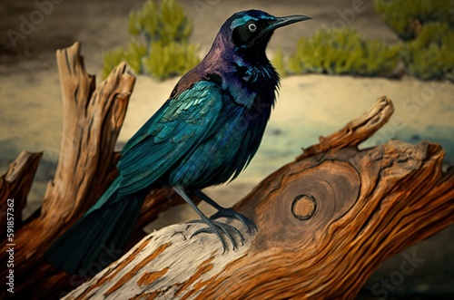 U.S.A. - Nevada - Boat-tailed Grackle Generative AI photo