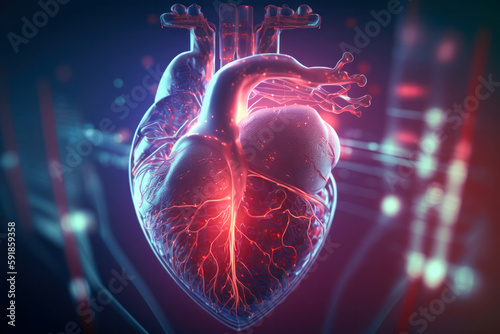Canvastavla Human Heart Model on Dark Bokeh Background for Health, Medicine, and Cardiology