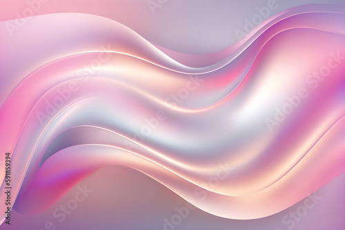 Holographic neon curved wave in motion. Pink wallpaper background. Holographic gradient