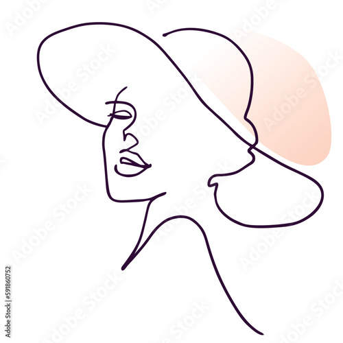 Line drawing of woman s face. Abstract minimal woman portrait. illustration Vector