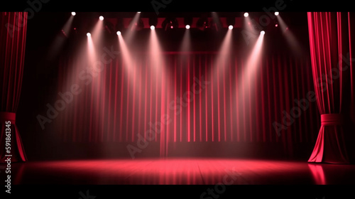 stage with curtains and spotlight, generative ai