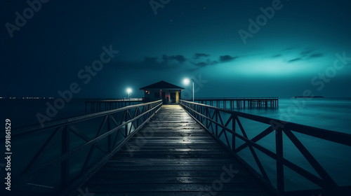 pier in the night, generative ai