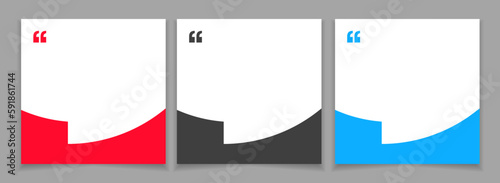 3D bubble testimonial banner, quote, infographic. Social media post template designs for quotes. Empty speech bubbles, quote bubbles and text box. Vector Illustration EPS10.