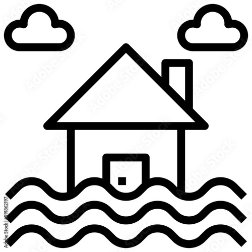 flood line icon,linear,outline,graphic,illustration