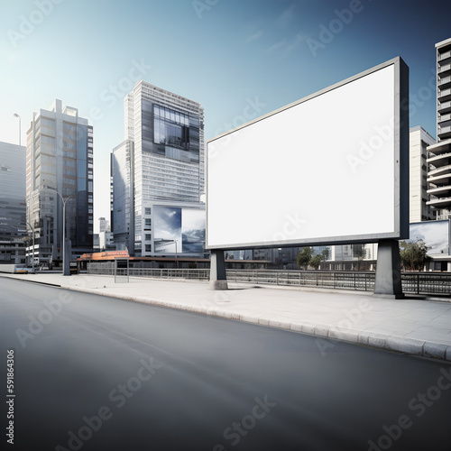 Maximizing Your Advertising Impact: Blank Canvas Billboard in Modern City © aprilian