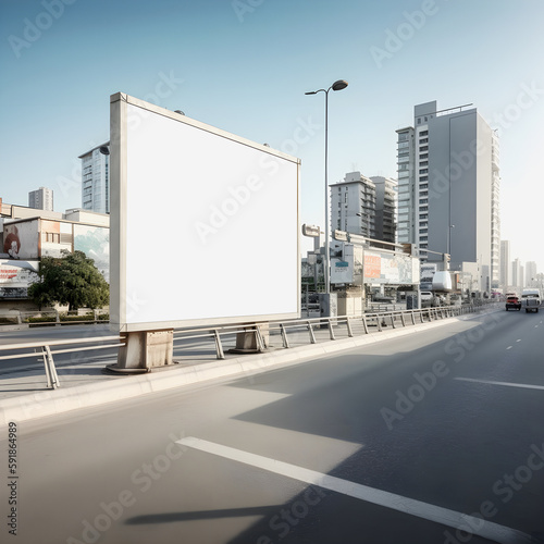 High-Quality Image Billboard in Modern Futuristic City  A Perfect Blank Canvas for Advertising