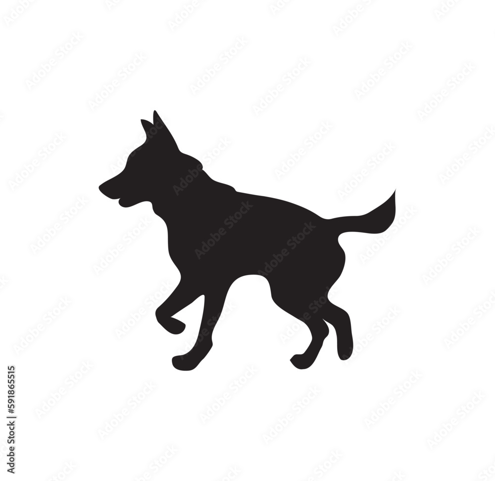 A running dog silhouette vector art.