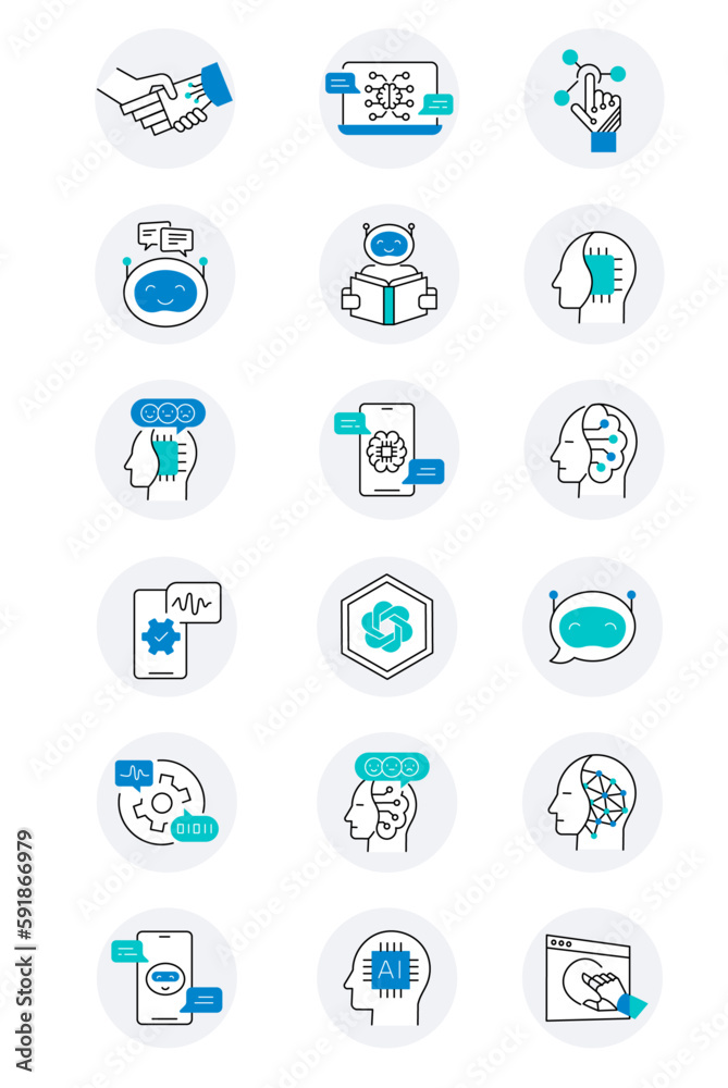 Artificial Intelligence and chatbot icons. Vector Editable Stroke. Revolutionize your digital presence with our AI and chatbot icon set. Artificial Intelligence and chatbot icons. Vector Editable Stroke. Revolutionize your digital presence with our AI and chatbot icon set.