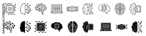 Artificial intelligence icon vector set. AI illustration sign collection. Technology symbol.