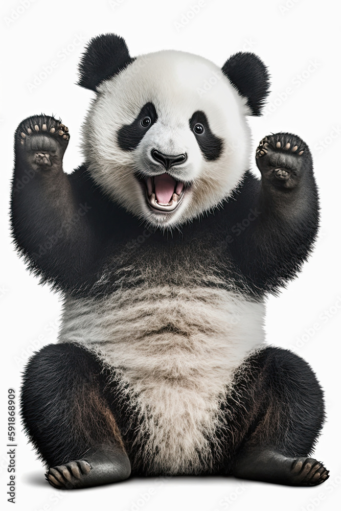 Fototapeta premium AI generated illustration of excited panda