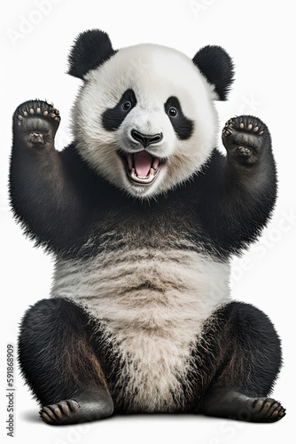 AI generated illustration of excited panda