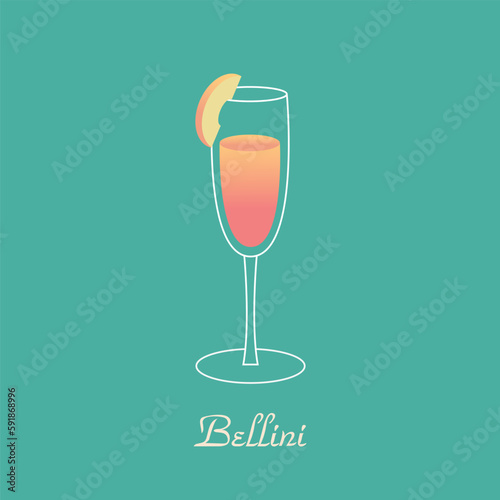 Bellini Cocktail. Fresh summer drinks.