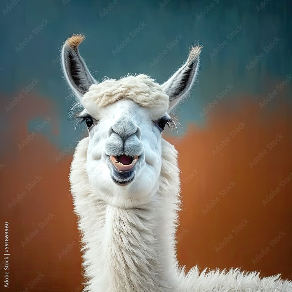 Obraz premium ai generated illustration happy animal ilama with mounth open
