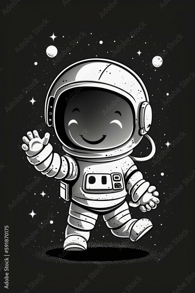 cute astronaut floating in space. cute astronaut floating in space.
