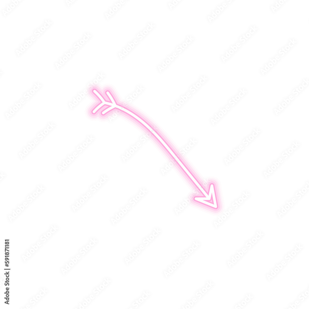 Pink Down Right Neon Arrow Cute Hand Drawn Pink Down Right Neon Arrow Cute Hand Drawn