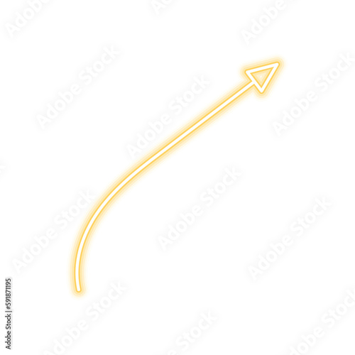 Yellow Up Right Neon Arrow Cute Hand Drawn