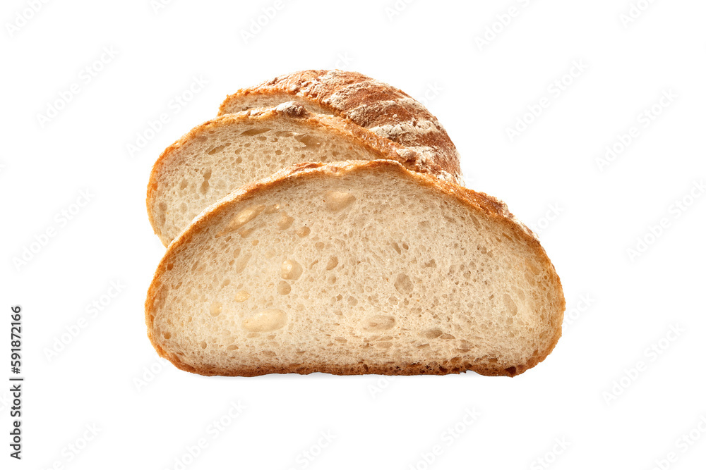 Sliced bread. Bread slices close-up isolated on white background. Healthy food concept