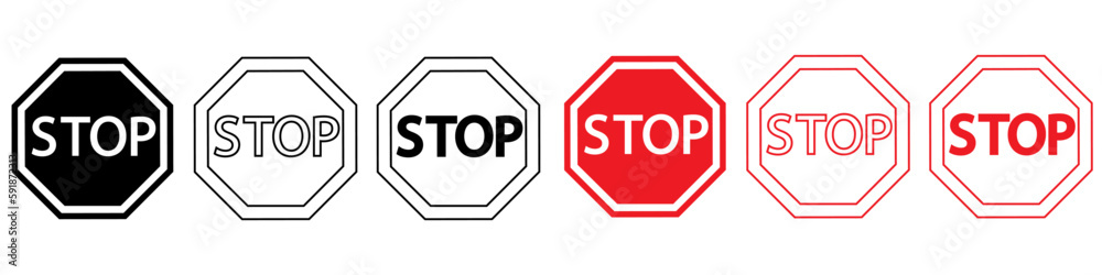 Traffic stop vector icon set. Stop illustration sign collection. warning symbol or logo. Traffic stop vector icon set. Stop illustration sign collection. warning symbol or logo.