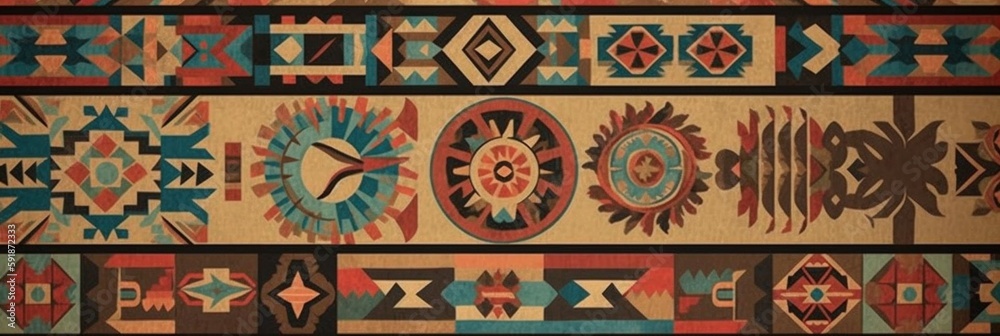Native American pattern Navajo tribe, pueblo tribe, tile, seamless, design, texture, Generative AI
