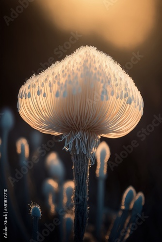Coprinus comatus mushroom close up. Generative AI