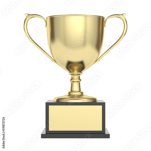 Gold trophy. Isolated. Award. Winner cup. 3d illustration.