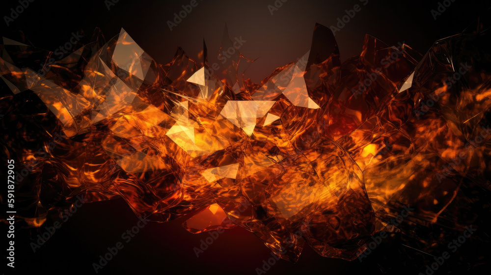 studio photography of a burning ice crystal and smoke in black reflective back studio photography of a burning ice crystal and smoke in black reflective back