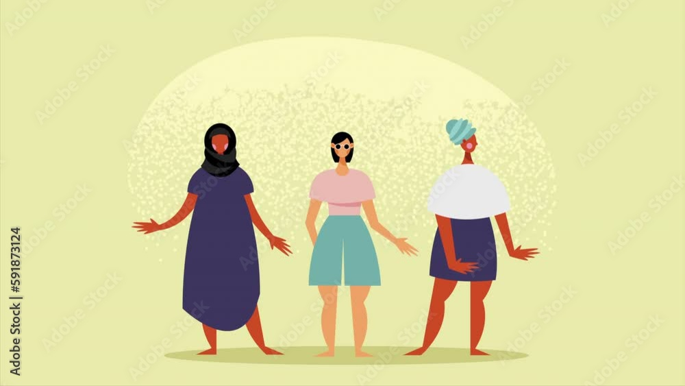 happy diversity girls characters animation happy diversity girls characters animation