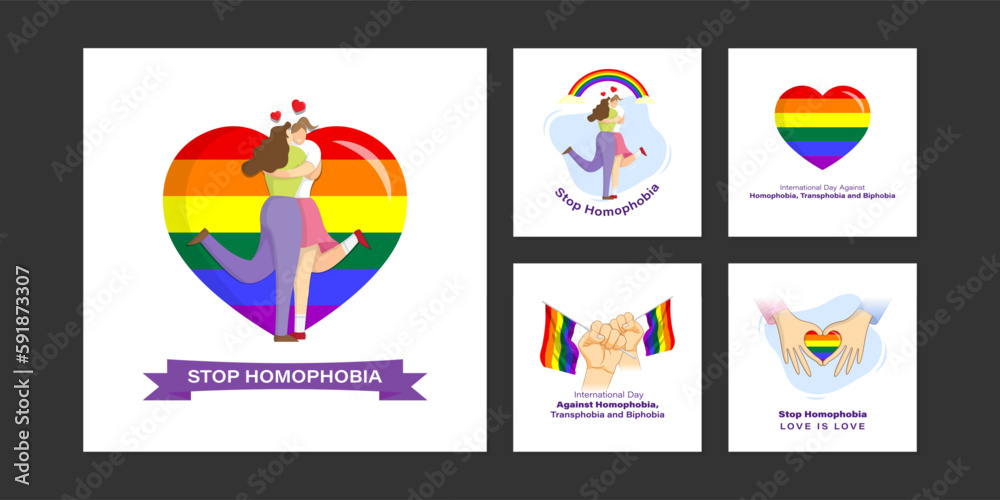 Vector illustration of International Day Against Homophobia social media story feed mockup template