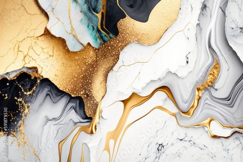Modern Nordic black and golden modern wall decor. 3d abstract marble wallpaper. Drawing resin geode functional art. Nordic Golden Decorative Painting Wall Gold Foil Line