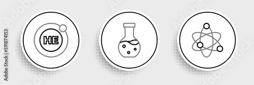 Set line Atom, Helium and Test tube icon. Vector