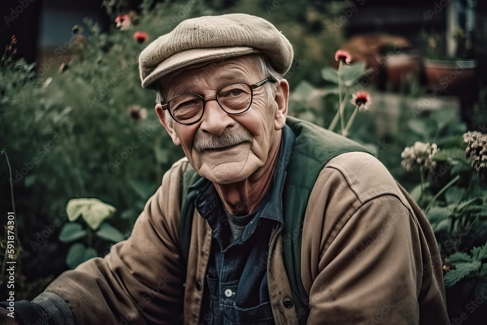 Senior Citizen Engaged in Gardening Activities (Ai generated)