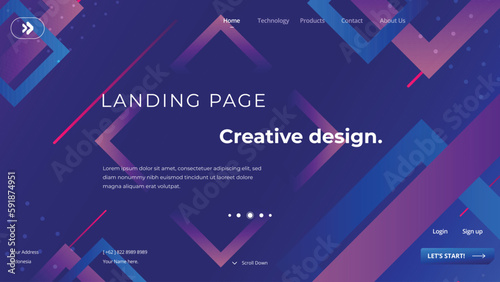 Abstract futuristic technology purple liquid neon light colours background dynamic geometric shapes website landing page or banner template modern style vector illustration