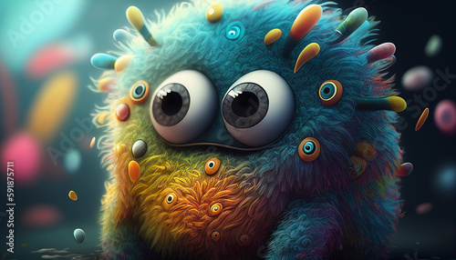 Cute colorful doodle monster created with ai tools © AhmadSoleh