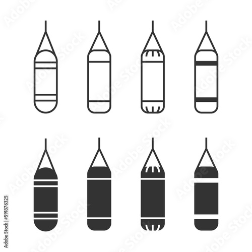 Punching bag icon set. Vector illustration.